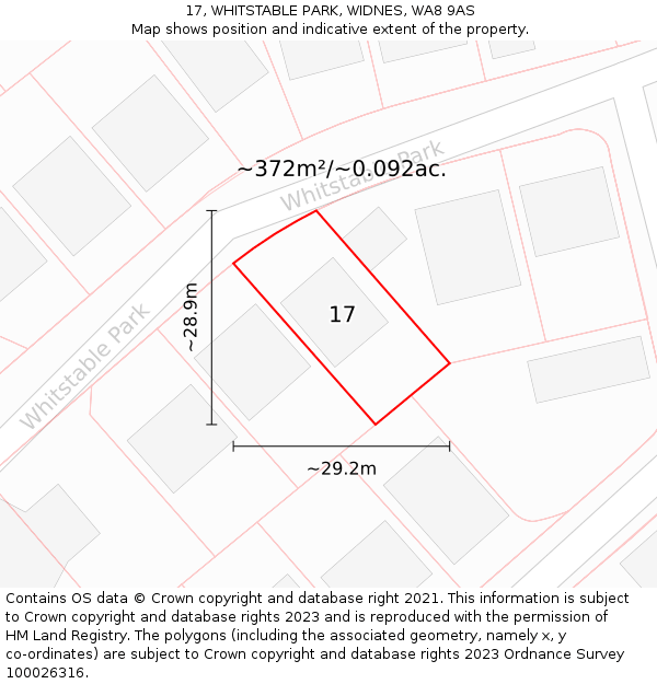 17, WHITSTABLE PARK, WIDNES, WA8 9AS: Plot and title map