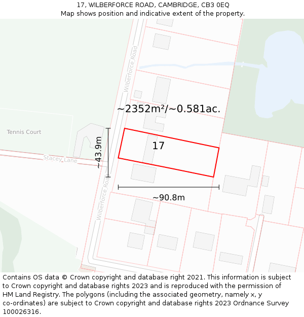 17, WILBERFORCE ROAD, CAMBRIDGE, CB3 0EQ: Plot and title map