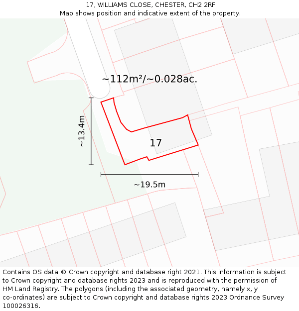 17, WILLIAMS CLOSE, CHESTER, CH2 2RF: Plot and title map