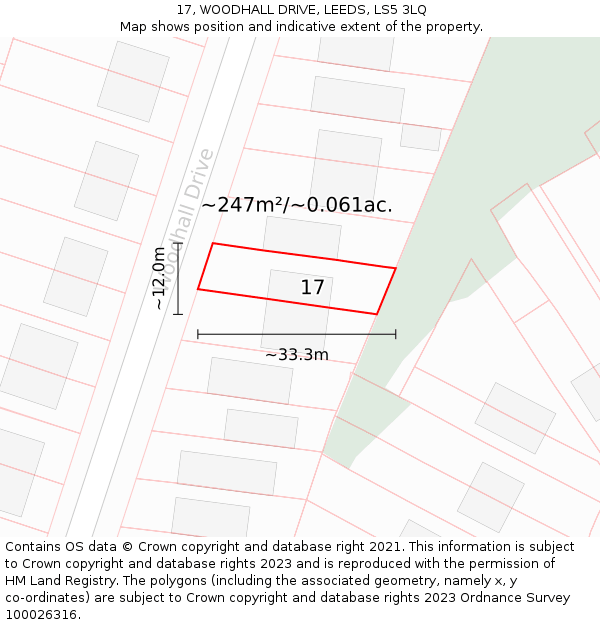 17, WOODHALL DRIVE, LEEDS, LS5 3LQ: Plot and title map