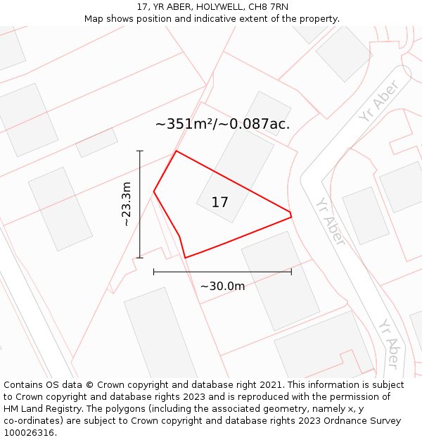 17, YR ABER, HOLYWELL, CH8 7RN: Plot and title map