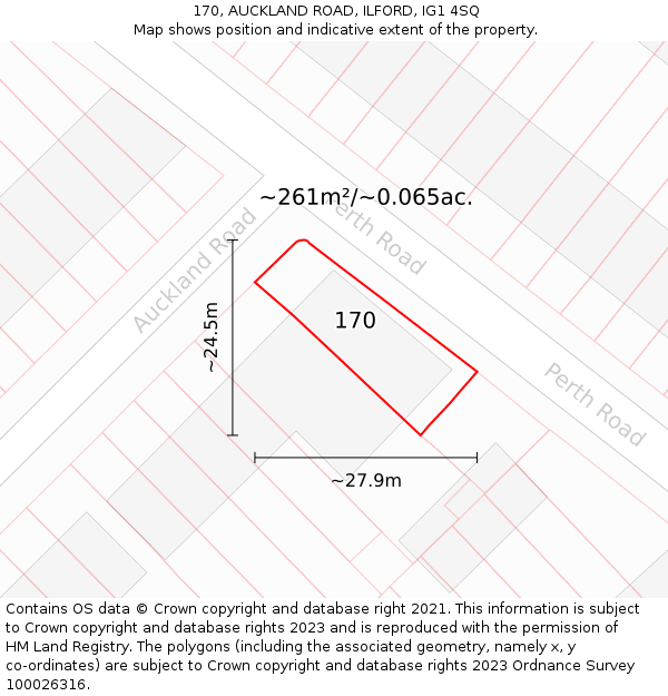 170, AUCKLAND ROAD, ILFORD, IG1 4SQ: Plot and title map