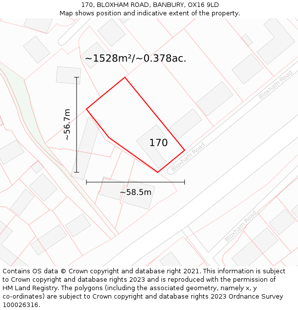 170, BLOXHAM ROAD, BANBURY, OX16 9LD: Plot and title map