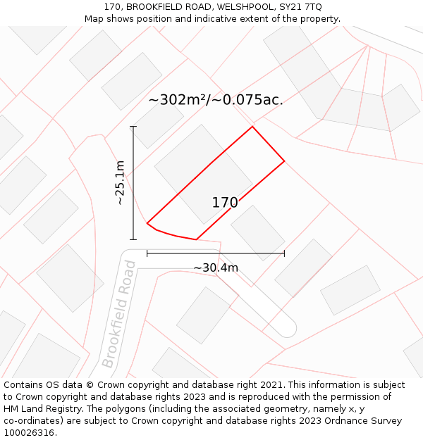 170, BROOKFIELD ROAD, WELSHPOOL, SY21 7TQ: Plot and title map