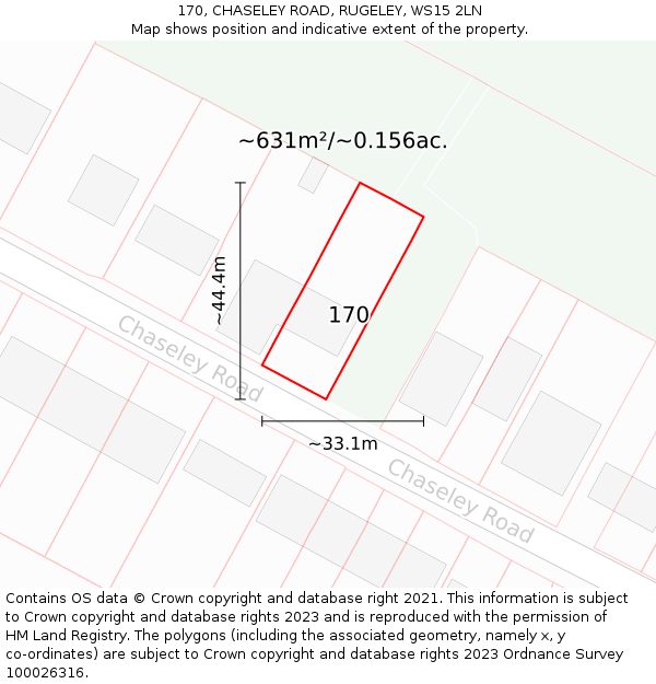 170, CHASELEY ROAD, RUGELEY, WS15 2LN: Plot and title map