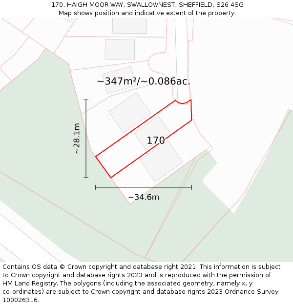 170, HAIGH MOOR WAY, SWALLOWNEST, SHEFFIELD, S26 4SG: Plot and title map