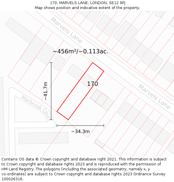 170, MARVELS LANE, LONDON, SE12 9PJ: Plot and title map