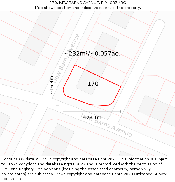 170, NEW BARNS AVENUE, ELY, CB7 4RG: Plot and title map