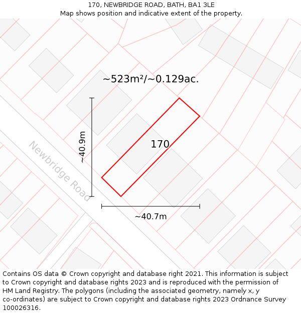 170, NEWBRIDGE ROAD, BATH, BA1 3LE: Plot and title map