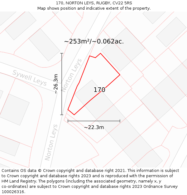 170, NORTON LEYS, RUGBY, CV22 5RS: Plot and title map