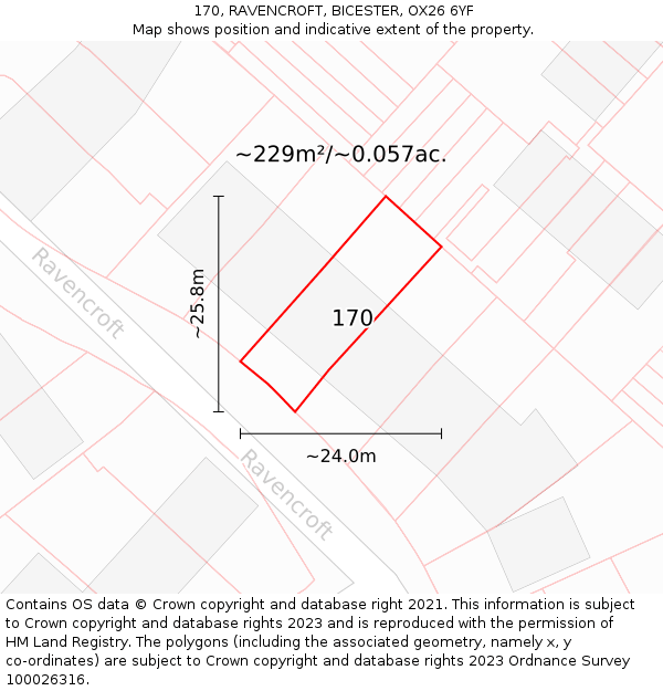 170, RAVENCROFT, BICESTER, OX26 6YF: Plot and title map