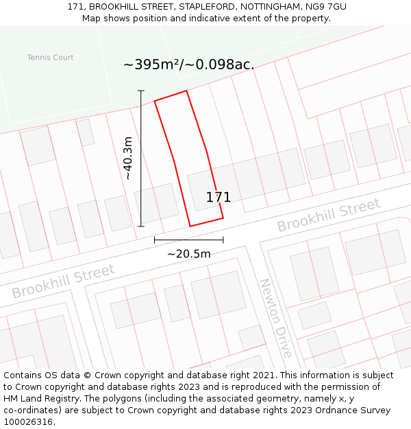 171, BROOKHILL STREET, STAPLEFORD, NOTTINGHAM, NG9 7GU: Plot and title map