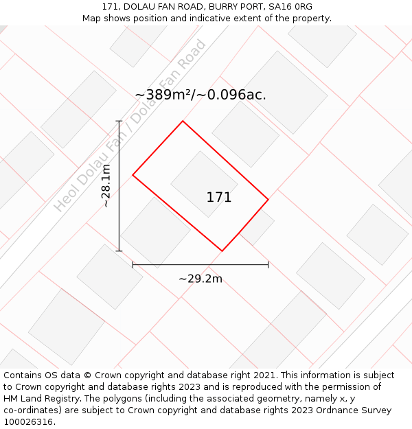 171, DOLAU FAN ROAD, BURRY PORT, SA16 0RG: Plot and title map