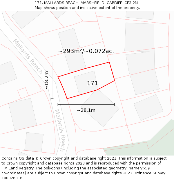 171, MALLARDS REACH, MARSHFIELD, CARDIFF, CF3 2NL: Plot and title map