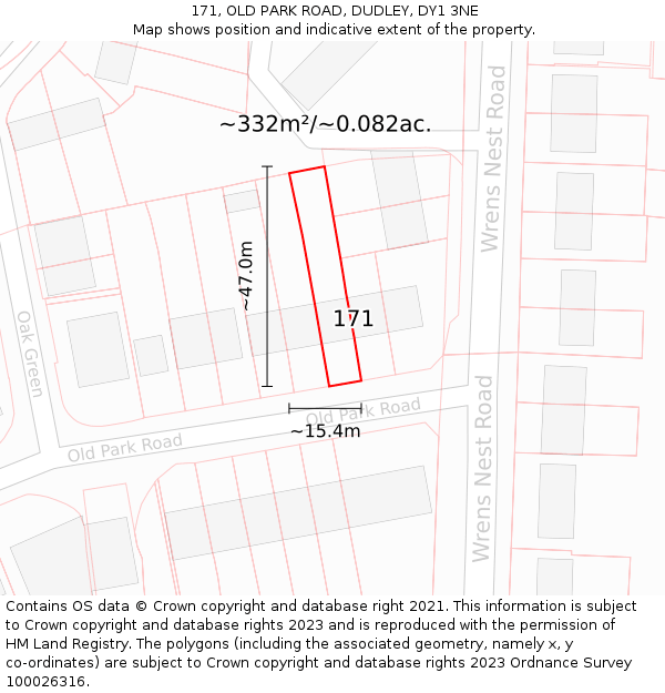 171, OLD PARK ROAD, DUDLEY, DY1 3NE: Plot and title map