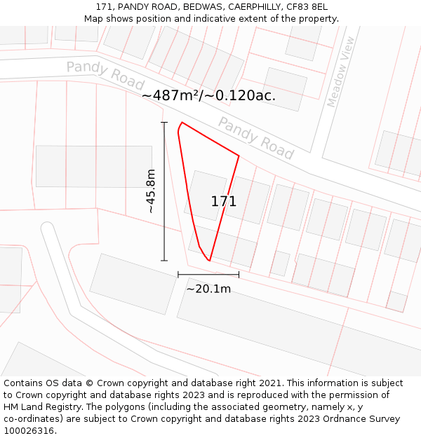 171, PANDY ROAD, BEDWAS, CAERPHILLY, CF83 8EL: Plot and title map