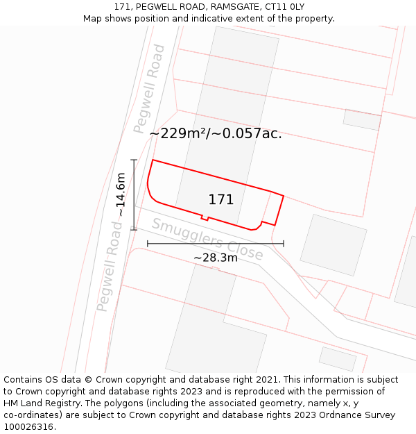 171, PEGWELL ROAD, RAMSGATE, CT11 0LY: Plot and title map