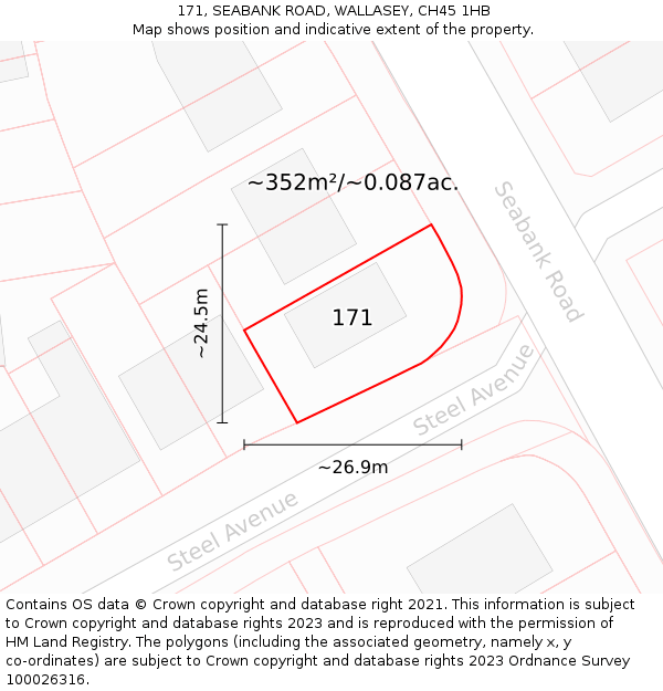 171, SEABANK ROAD, WALLASEY, CH45 1HB: Plot and title map