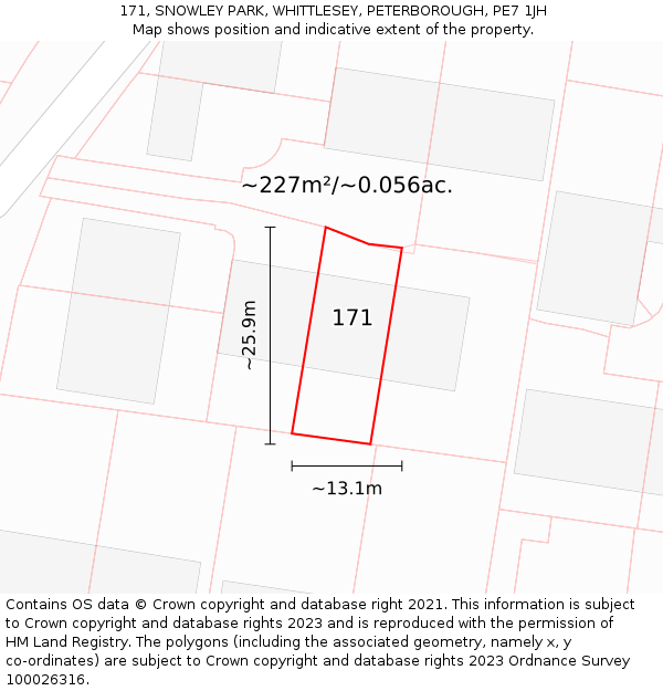 171, SNOWLEY PARK, WHITTLESEY, PETERBOROUGH, PE7 1JH: Plot and title map