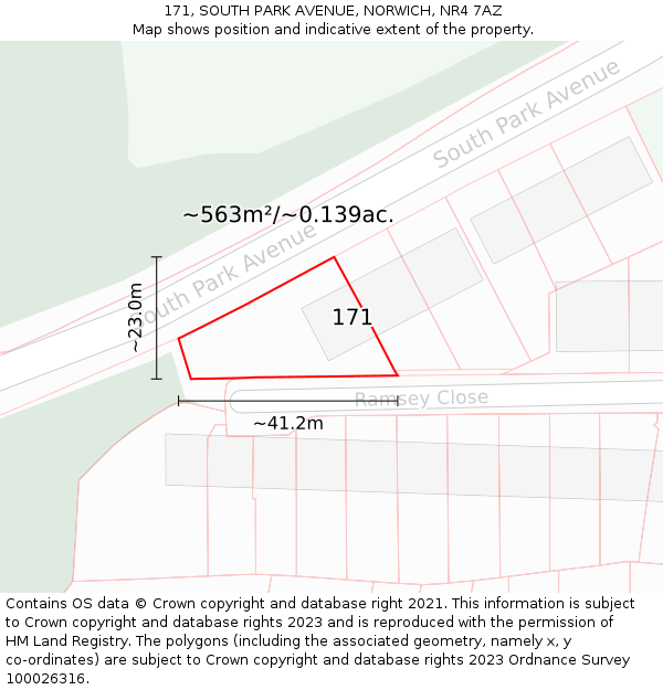 171, SOUTH PARK AVENUE, NORWICH, NR4 7AZ: Plot and title map