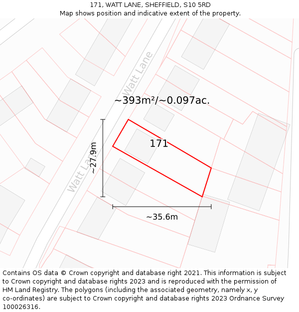 171, WATT LANE, SHEFFIELD, S10 5RD: Plot and title map