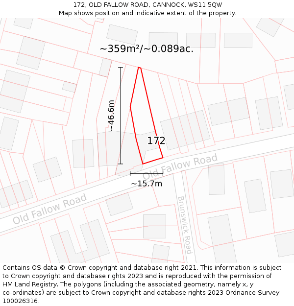 172, OLD FALLOW ROAD, CANNOCK, WS11 5QW: Plot and title map