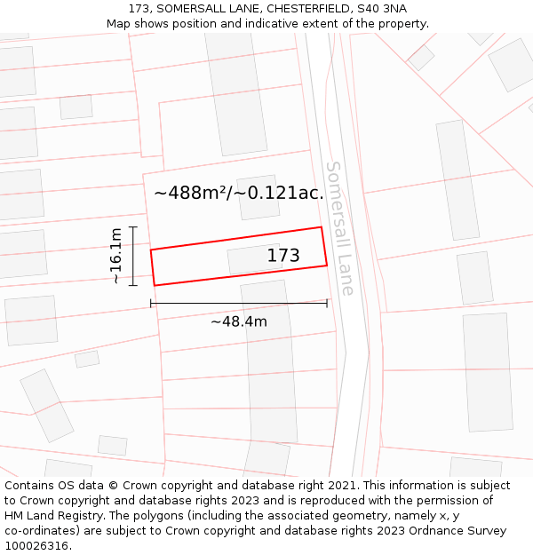 173, SOMERSALL LANE, CHESTERFIELD, S40 3NA: Plot and title map