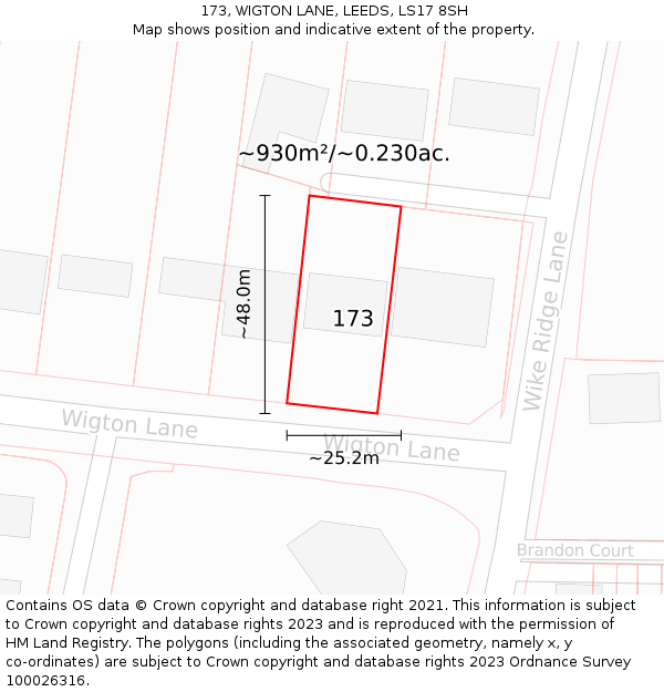 173, WIGTON LANE, LEEDS, LS17 8SH: Plot and title map