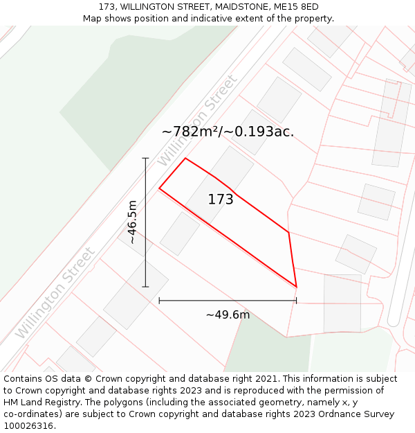 173, WILLINGTON STREET, MAIDSTONE, ME15 8ED: Plot and title map
