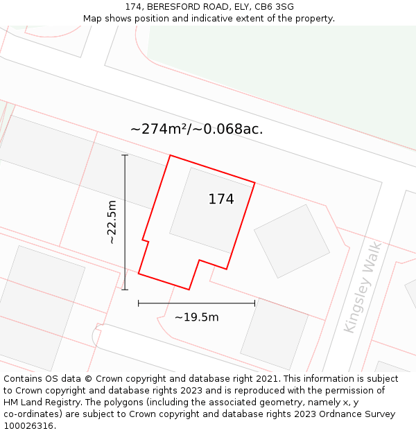 174, BERESFORD ROAD, ELY, CB6 3SG: Plot and title map