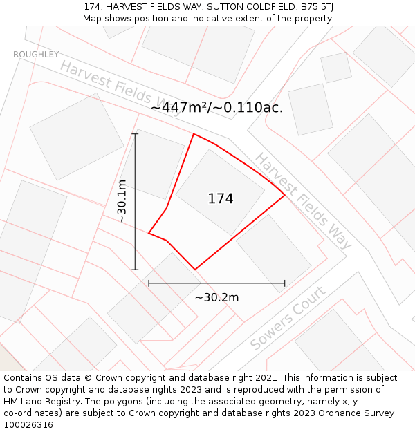 174, HARVEST FIELDS WAY, SUTTON COLDFIELD, B75 5TJ: Plot and title map