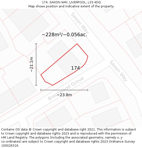 174, SAXON WAY, LIVERPOOL, L33 4DQ: Plot and title map