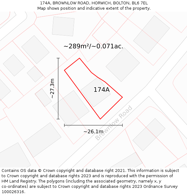 174A, BROWNLOW ROAD, HORWICH, BOLTON, BL6 7EL: Plot and title map
