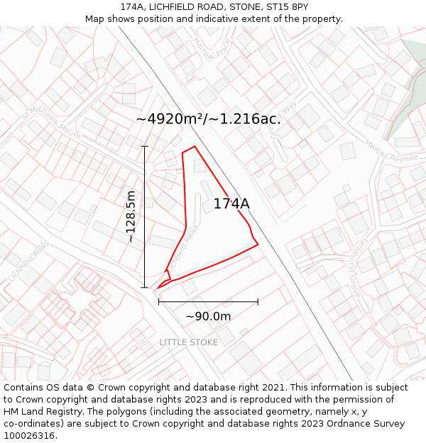 174A, LICHFIELD ROAD, STONE, ST15 8PY: Plot and title map