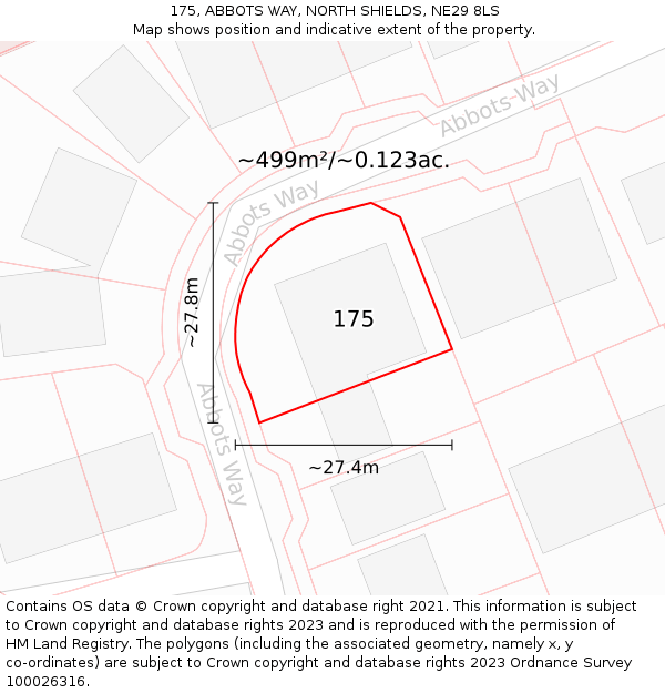 175, ABBOTS WAY, NORTH SHIELDS, NE29 8LS: Plot and title map