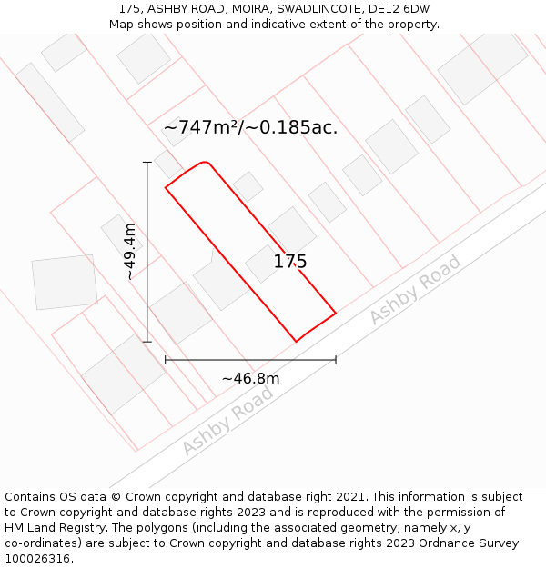 175, ASHBY ROAD, MOIRA, SWADLINCOTE, DE12 6DW: Plot and title map