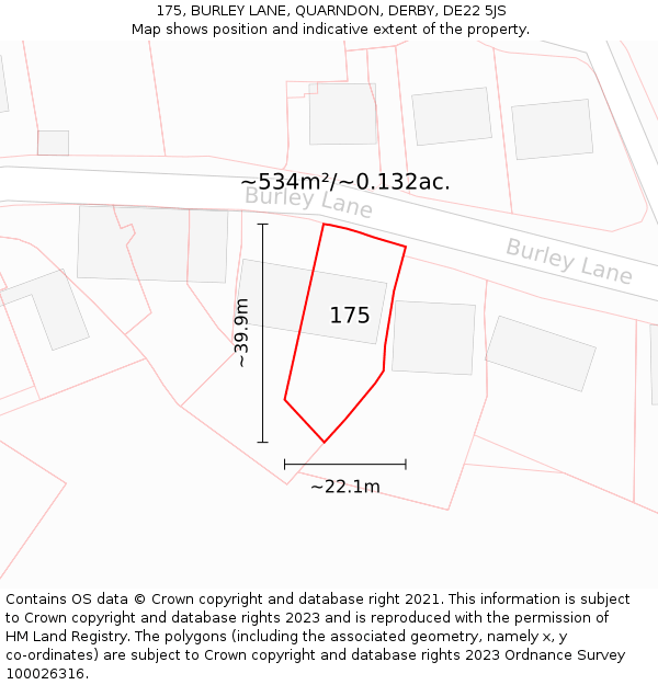 175, BURLEY LANE, QUARNDON, DERBY, DE22 5JS: Plot and title map