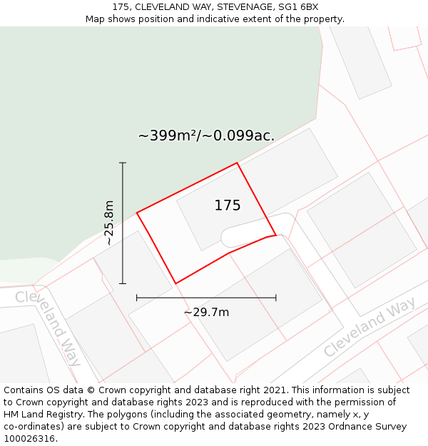 175, CLEVELAND WAY, STEVENAGE, SG1 6BX: Plot and title map