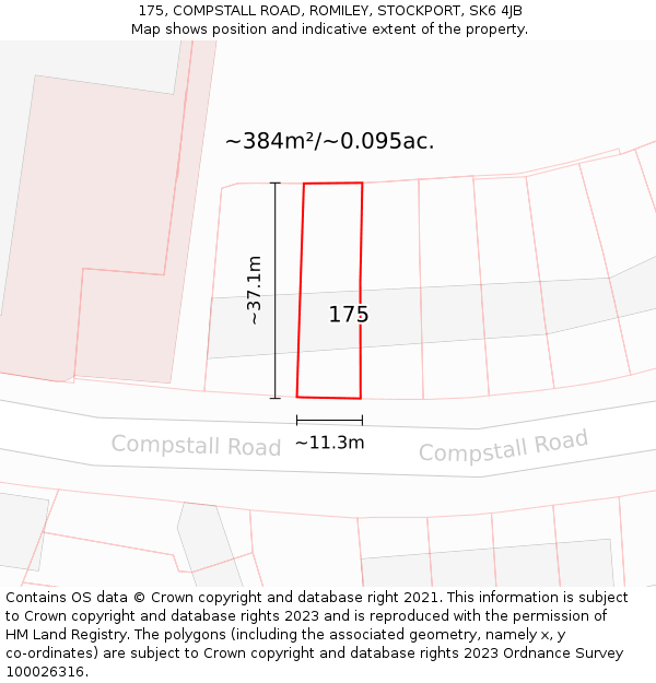 175, COMPSTALL ROAD, ROMILEY, STOCKPORT, SK6 4JB: Plot and title map