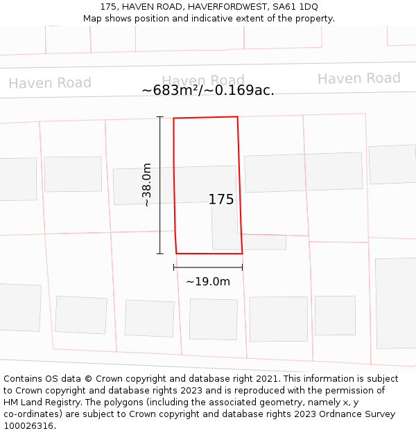 175, HAVEN ROAD, HAVERFORDWEST, SA61 1DQ: Plot and title map