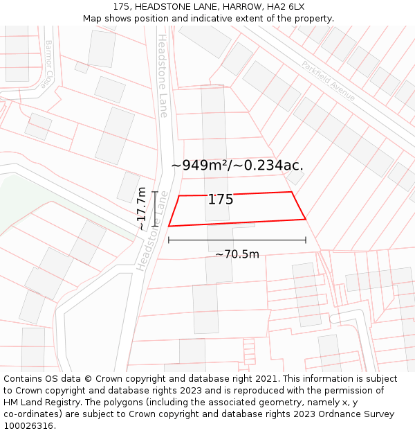175, HEADSTONE LANE, HARROW, HA2 6LX: Plot and title map