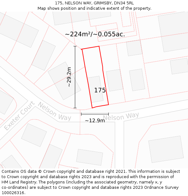 175, NELSON WAY, GRIMSBY, DN34 5RL: Plot and title map