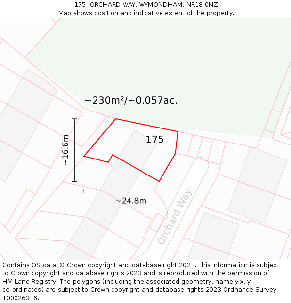 175, ORCHARD WAY, WYMONDHAM, NR18 0NZ: Plot and title map