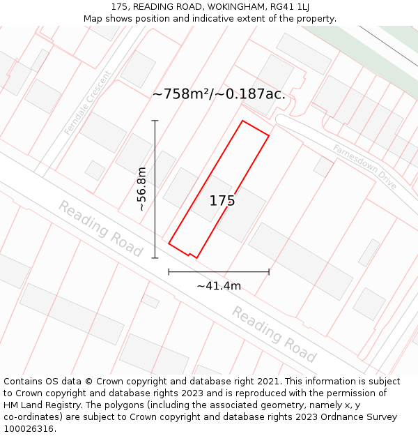 175, READING ROAD, WOKINGHAM, RG41 1LJ: Plot and title map