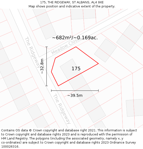175, THE RIDGEWAY, ST ALBANS, AL4 9XE: Plot and title map