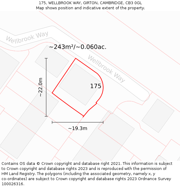 175, WELLBROOK WAY, GIRTON, CAMBRIDGE, CB3 0GL: Plot and title map