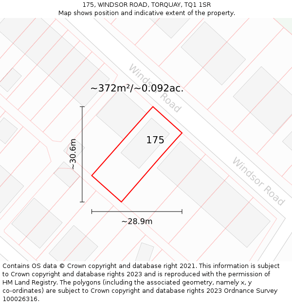 175, WINDSOR ROAD, TORQUAY, TQ1 1SR: Plot and title map