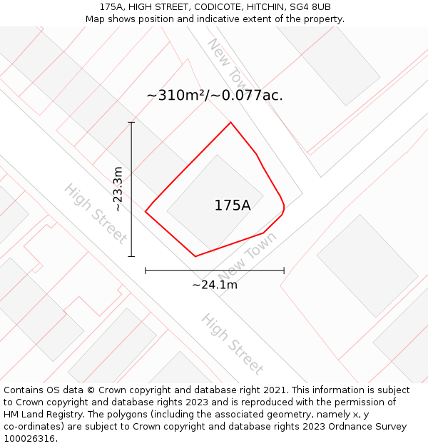 175A, HIGH STREET, CODICOTE, HITCHIN, SG4 8UB: Plot and title map