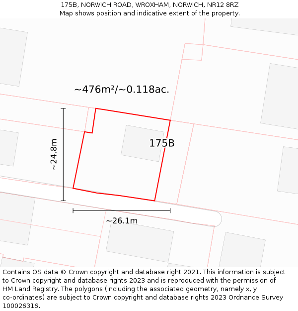 175B, NORWICH ROAD, WROXHAM, NORWICH, NR12 8RZ: Plot and title map