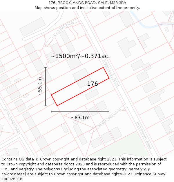 176, BROOKLANDS ROAD, SALE, M33 3RA: Plot and title map
